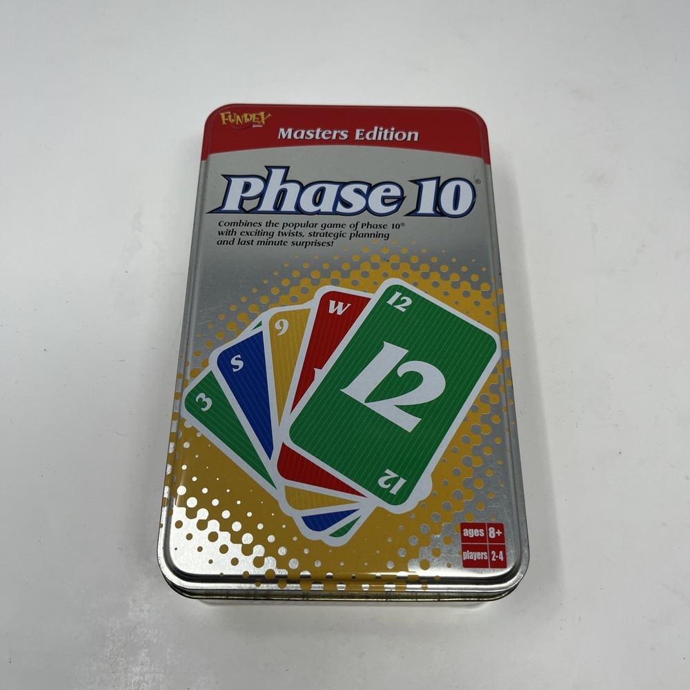Phase 10 Masters Edition Card Game Fundex Games 2005 In Tin Complete